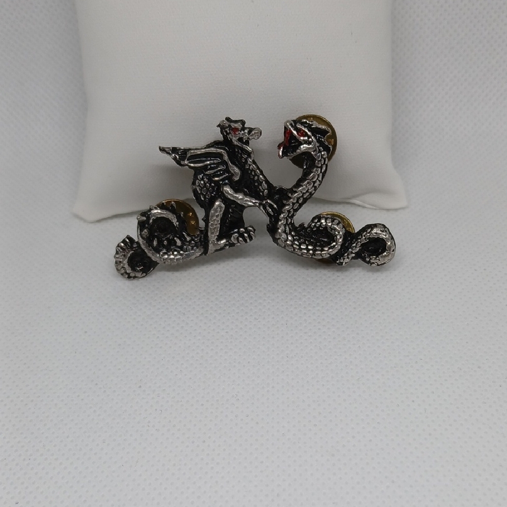 Dragon Motif Silver and Black Cufflinks